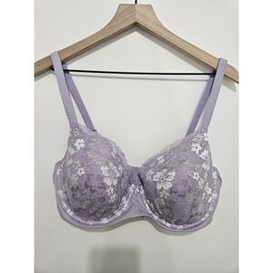 Victoria's Secret Body by Victoria Lined Demi Bra Lavender Floral Lace 38DDD